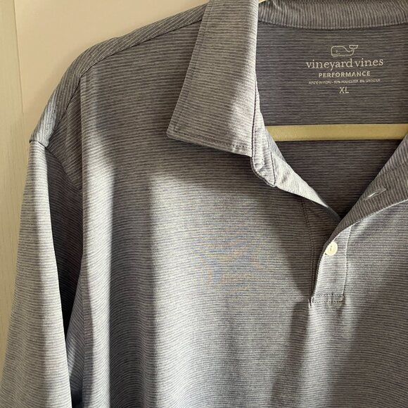 Vineyard Vines Performance Polo Shirt Mens XL Gray & White Striped Golf Shirt. - Picture 2 of 12